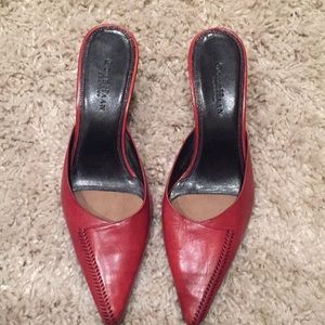 Cole Haan pointed toe red leather mules Sz 10